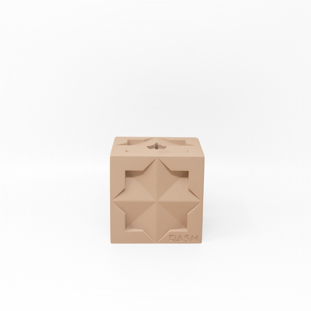 Islamic Geometric Base/Candle Holder - Cube/Beige