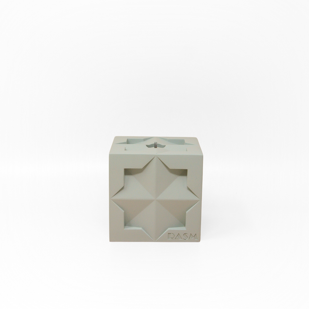 Islamic Geometric Base/Candle Holder - Cube/Light Blue