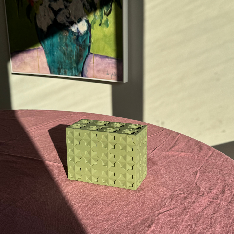 Islamic Geometric Base/Candle Holder - Rectangle Green